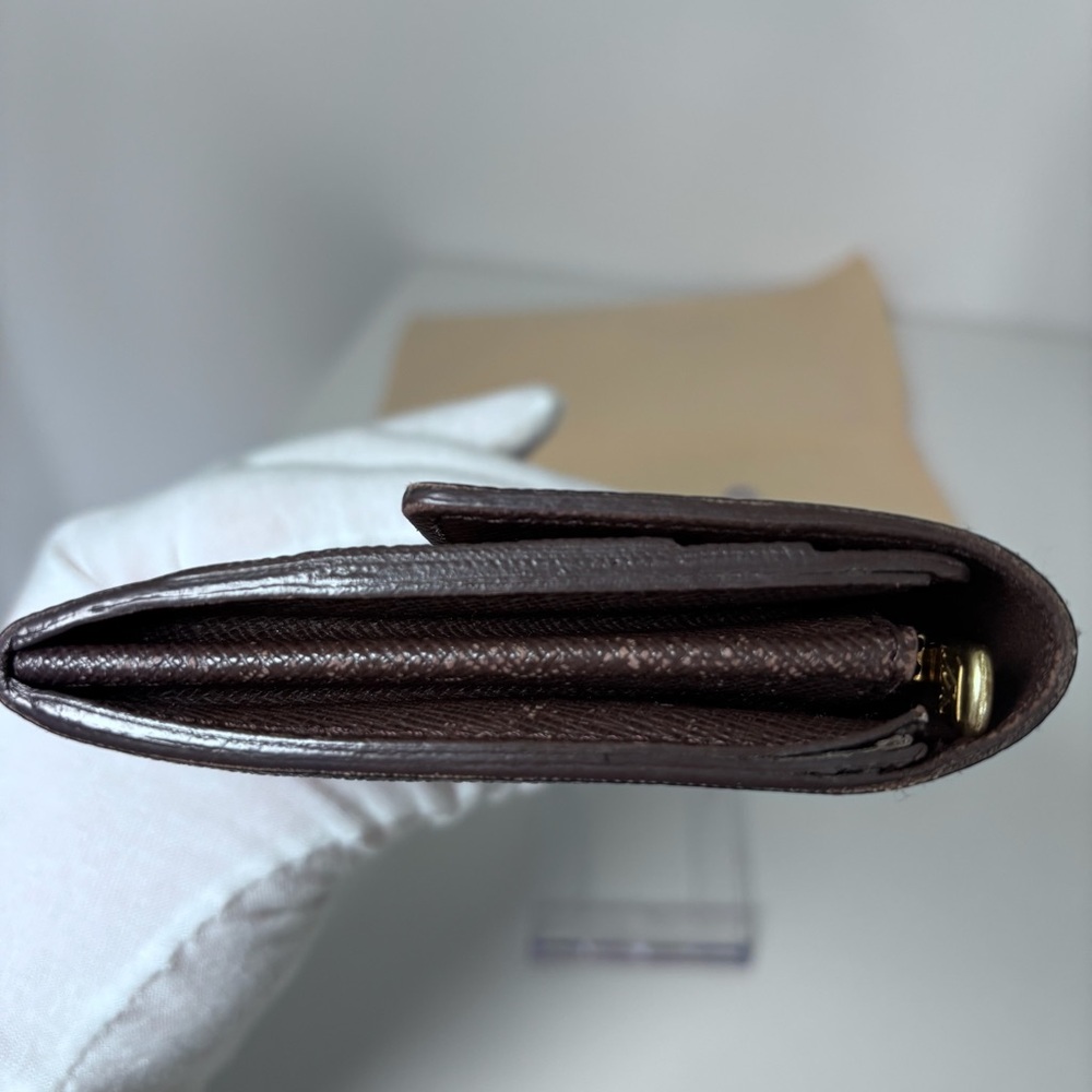Louis Vuitton Damier Ebene Brown Canvas Sarah Flap Wallet Authentic Luxury - Picture 7 of 16